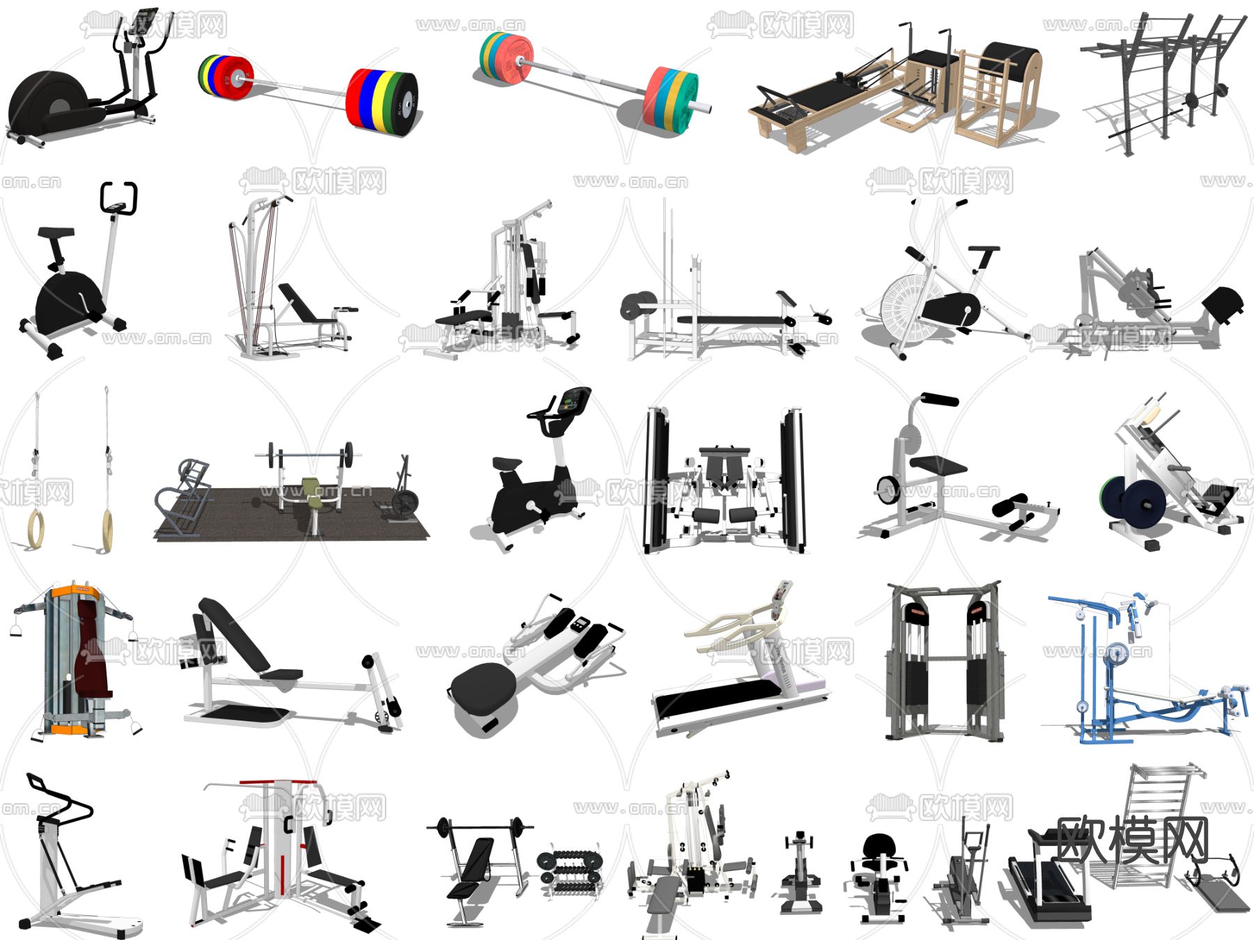 现代健身器材su模型下载（渲染图3）