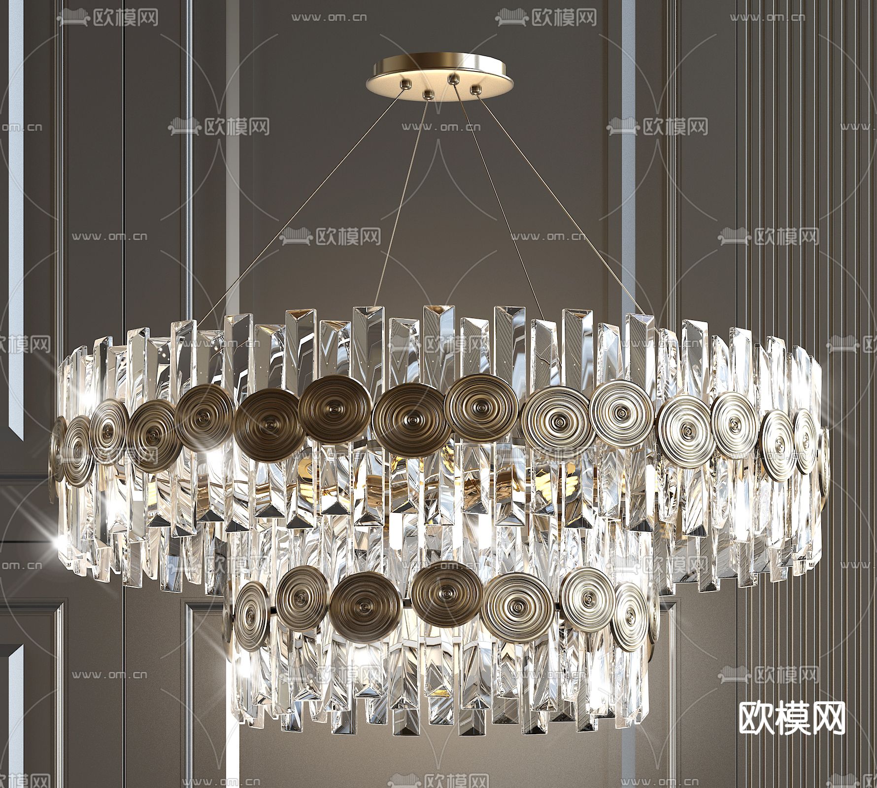 现代双层水晶吊灯3d模型下载