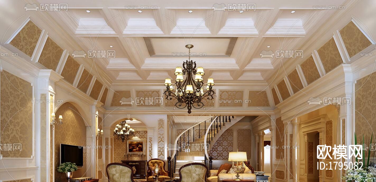 欧式家装cad施工图下载（渲染图9）