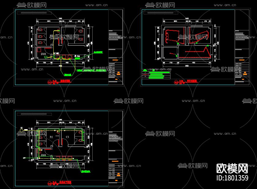 公共卫生间CAD施工图下载（渲染图2）