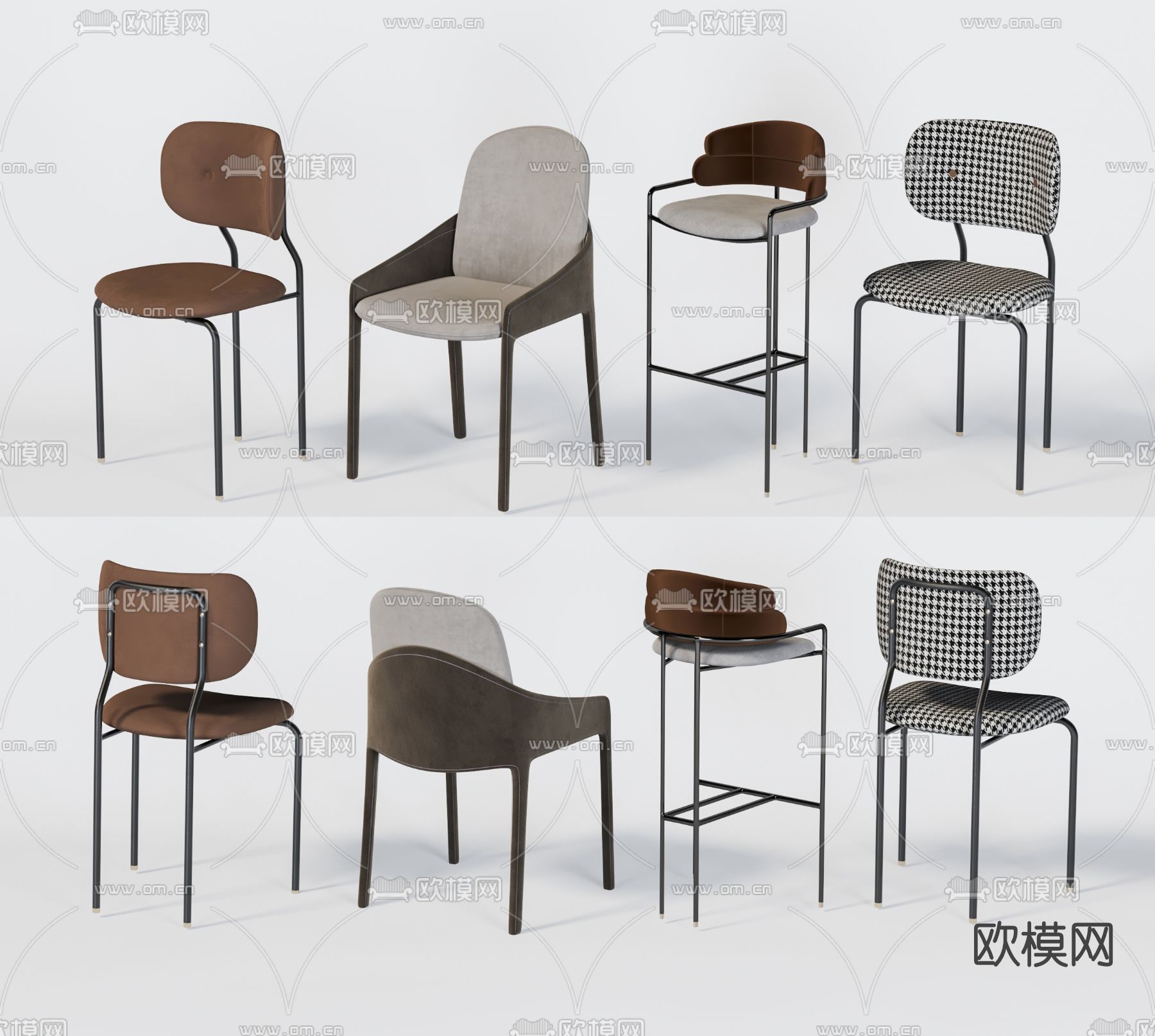 现代布艺餐椅单椅3d模型下载
