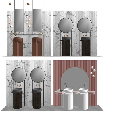  现代洗面盆su模型 