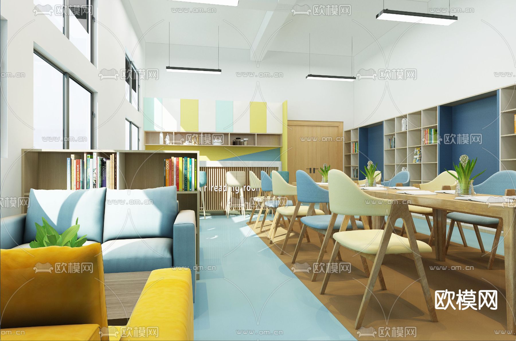 现代图书馆3d模型下载（渲染图4）