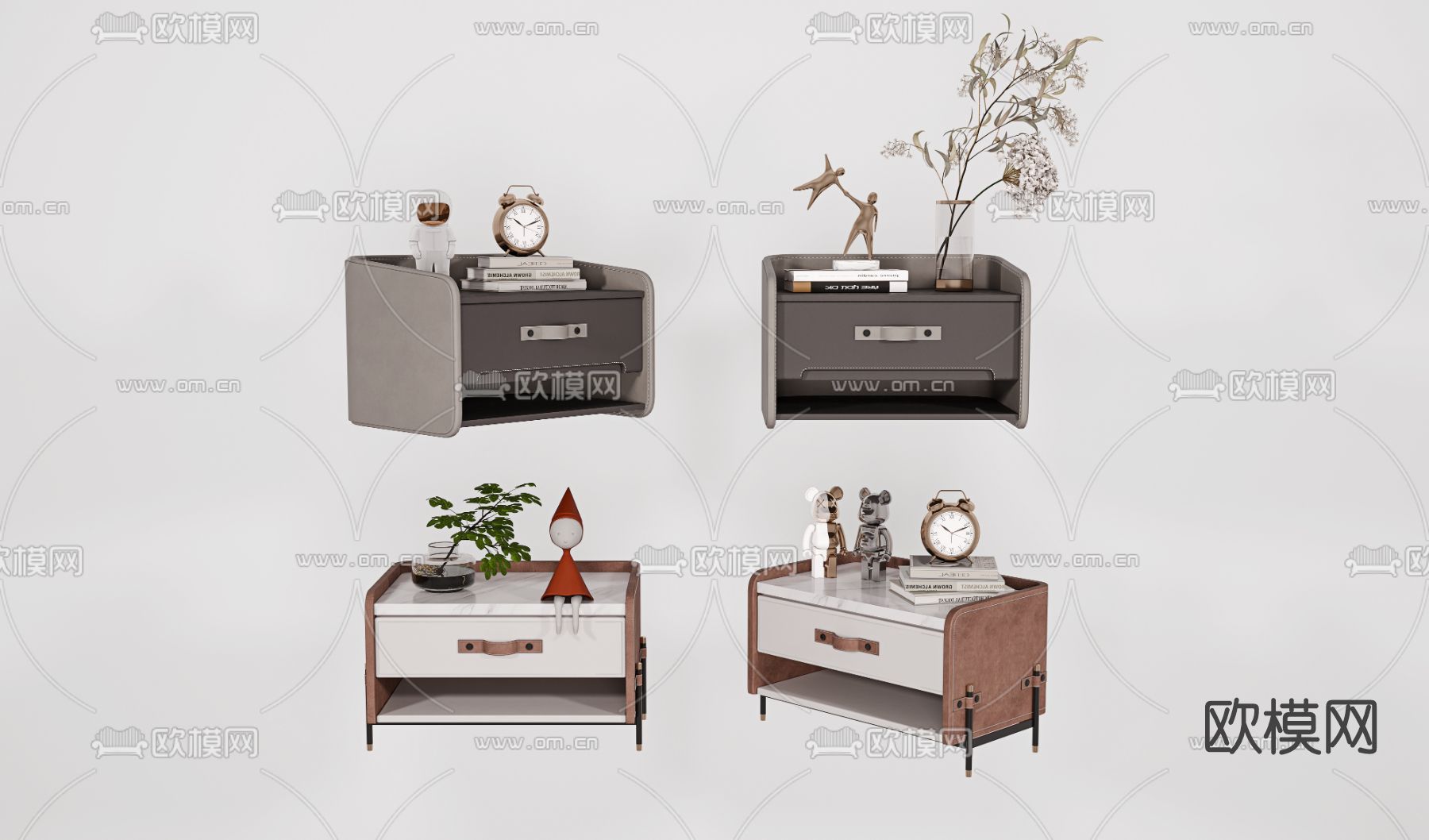 现代轻奢床头柜3d模型下载（渲染图1）