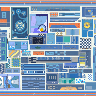  现代球场运动场跑道su模型 