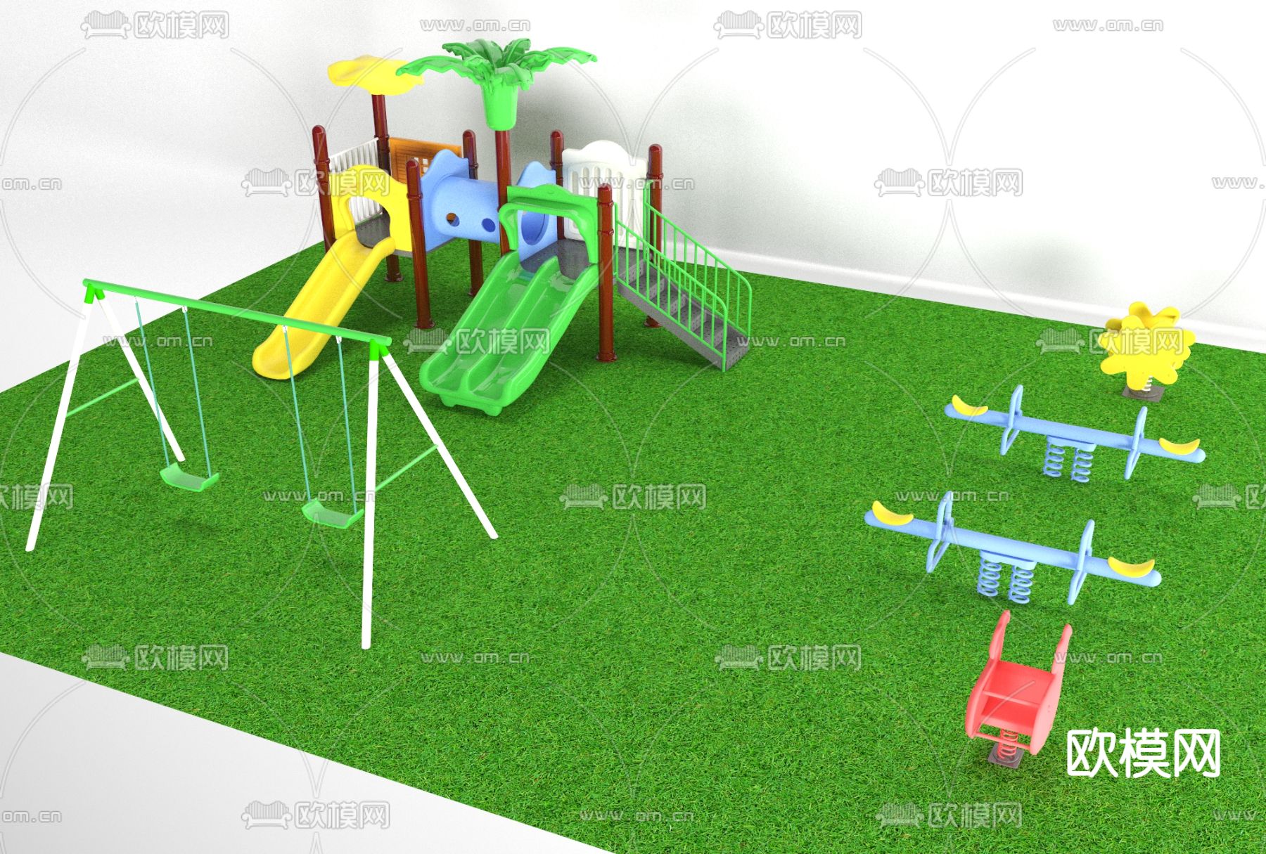 现代儿童游乐设施免费3d模型下载