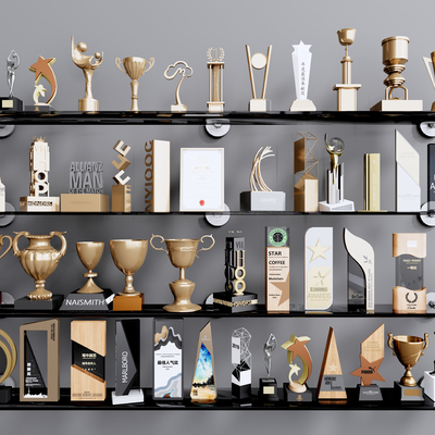  现代荣誉奖杯奖牌su模型 