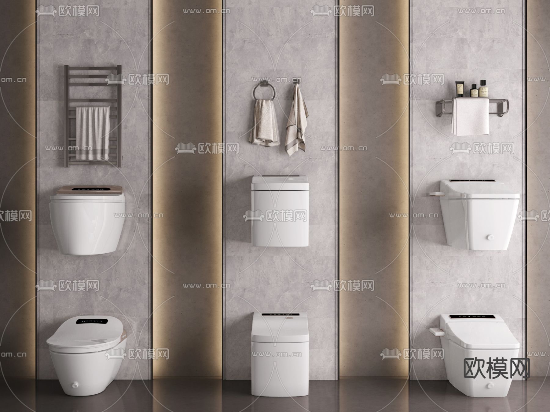 现代智能马桶坐便器3d模型下载