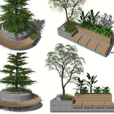  现代景观座椅su模型 