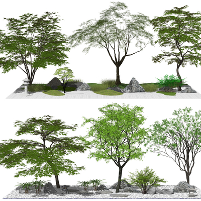  现代景观树su模型 