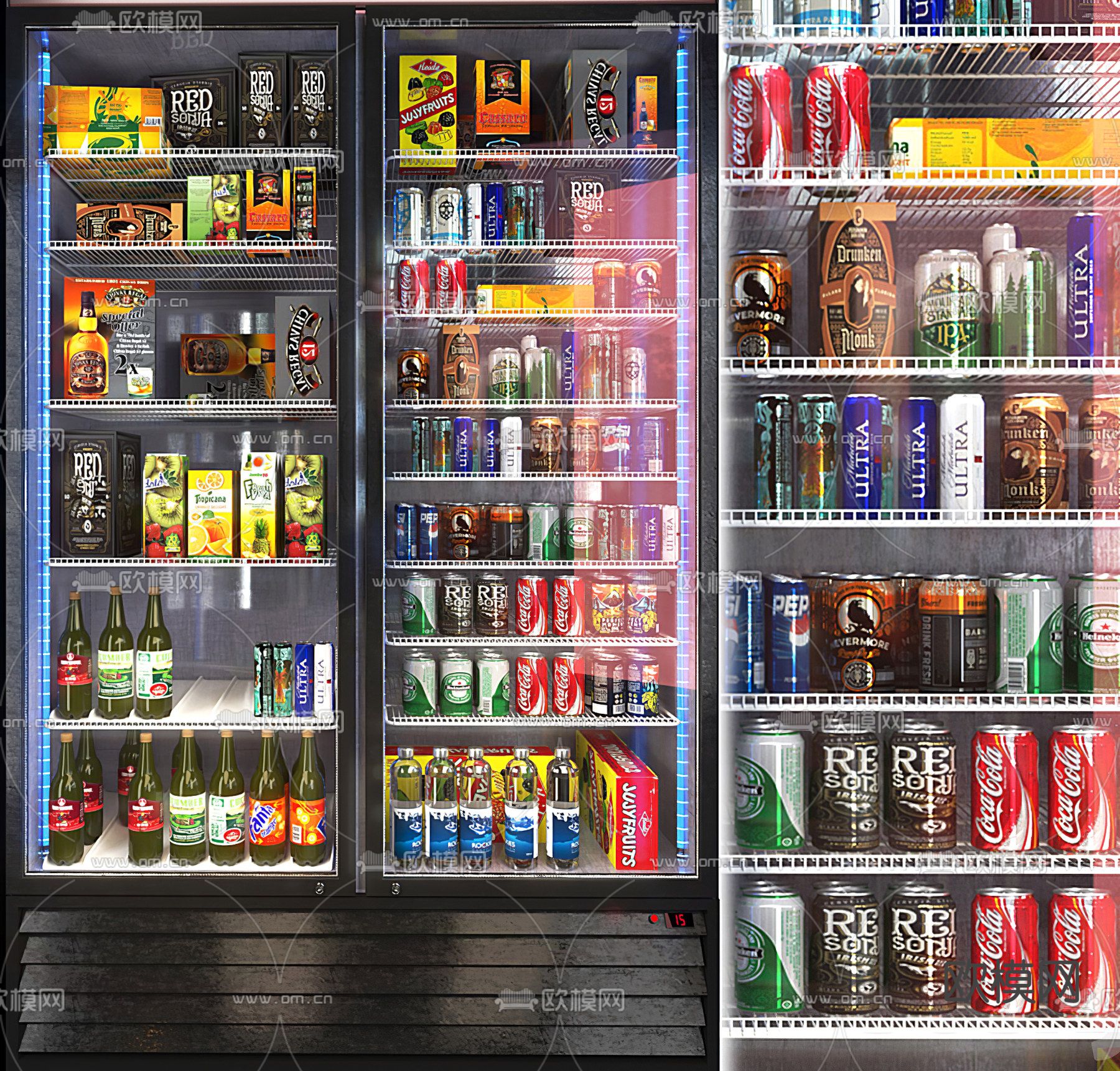 现代冷藏冰箱3d模型下载（渲染图2）