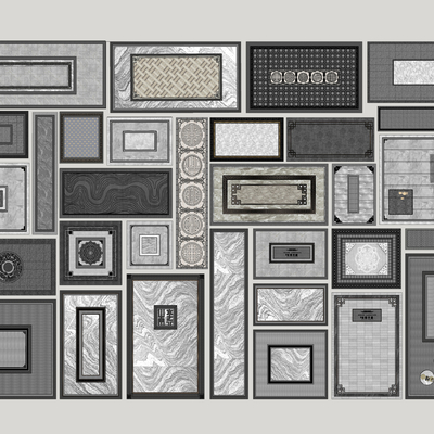 新中式铺装图案su模型