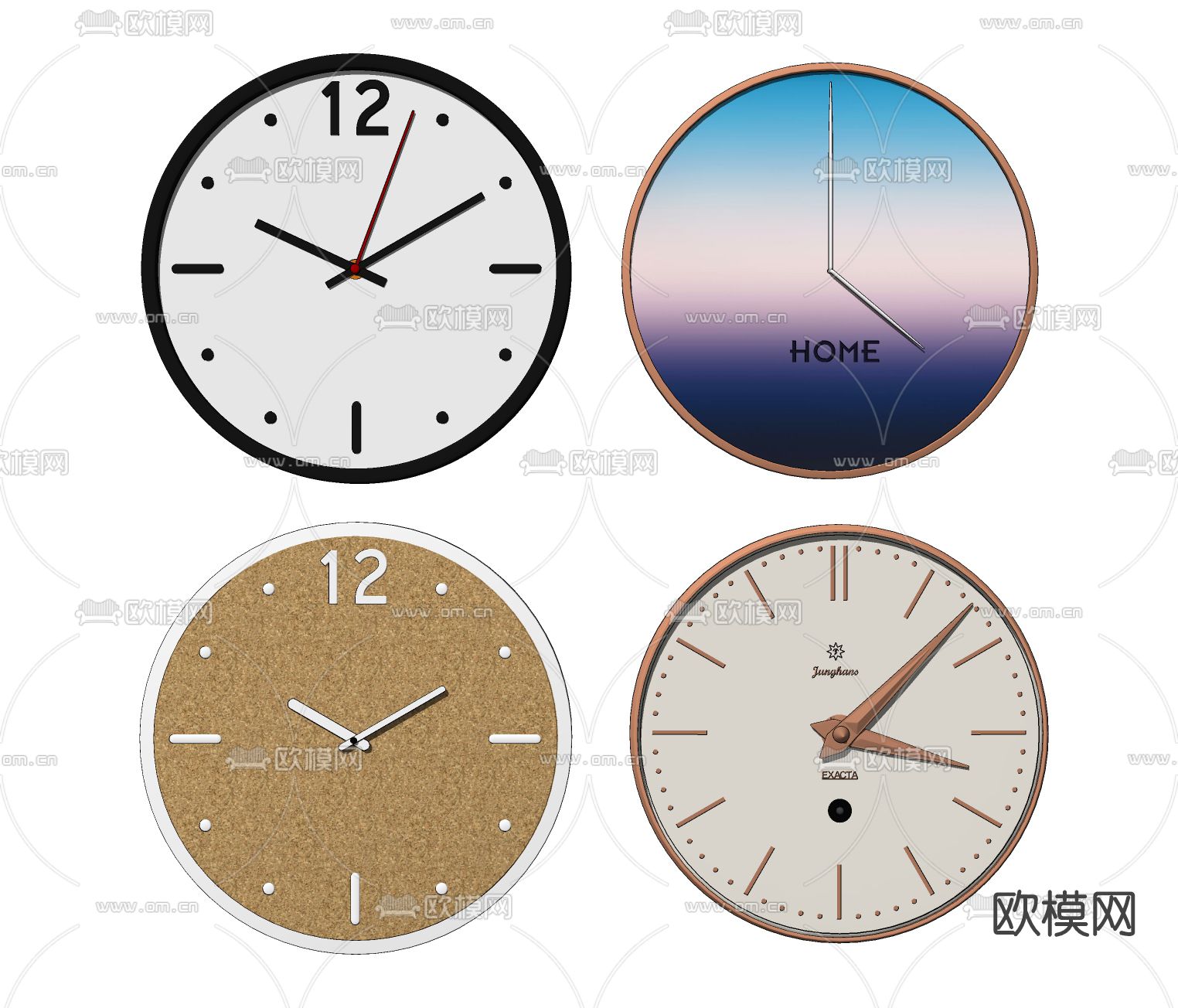 现代钟表挂钟su模型下载