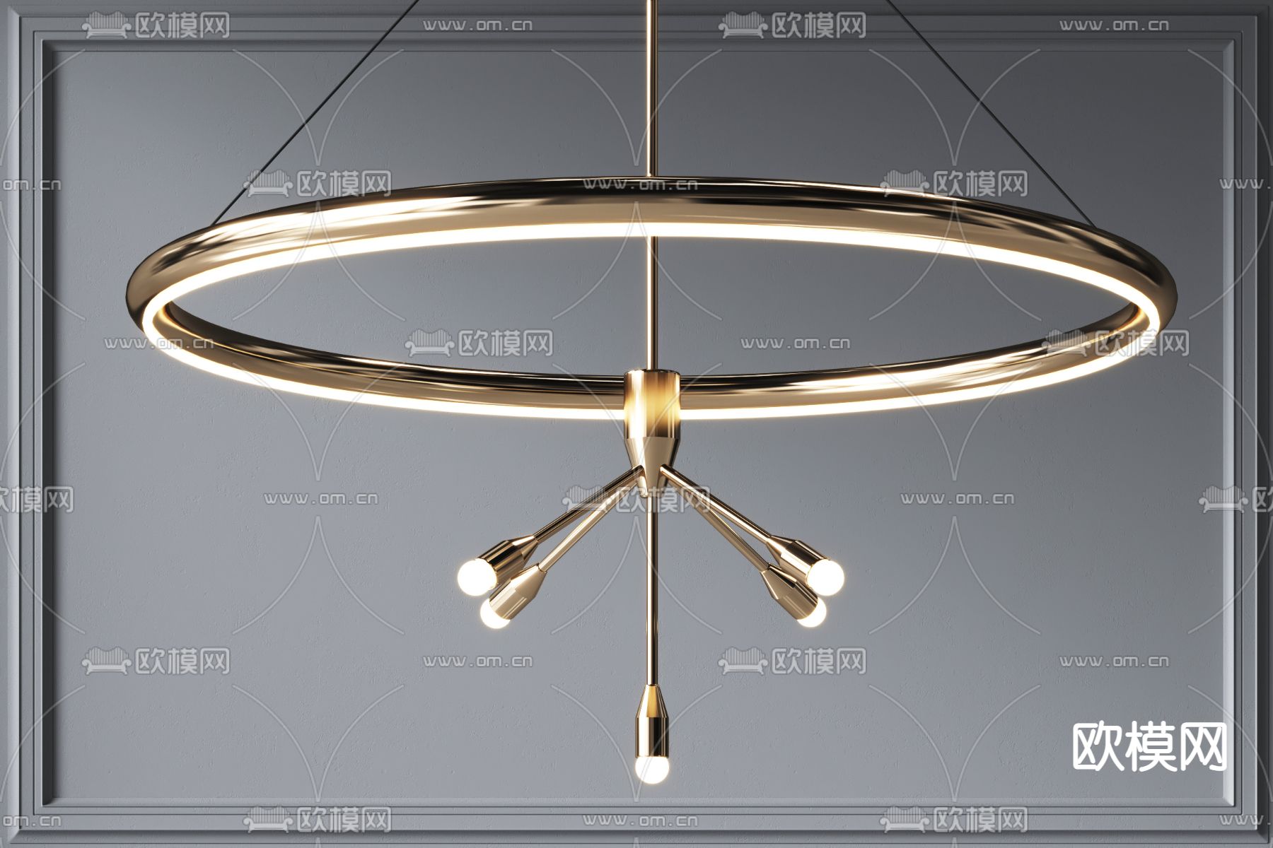现代金属圆环吊灯3d模型下载_ID11651543_3dmax免费模型-欧模网