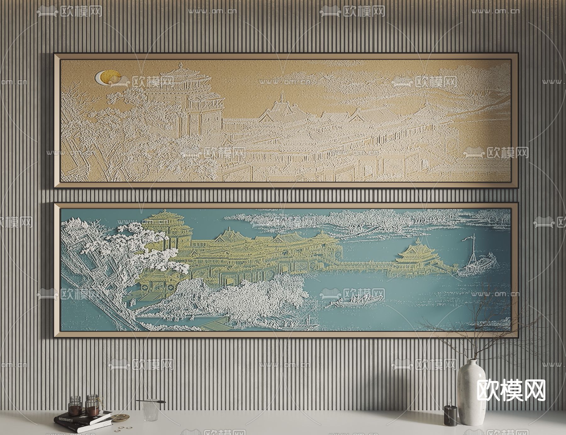 新中式装饰挂画3d模型