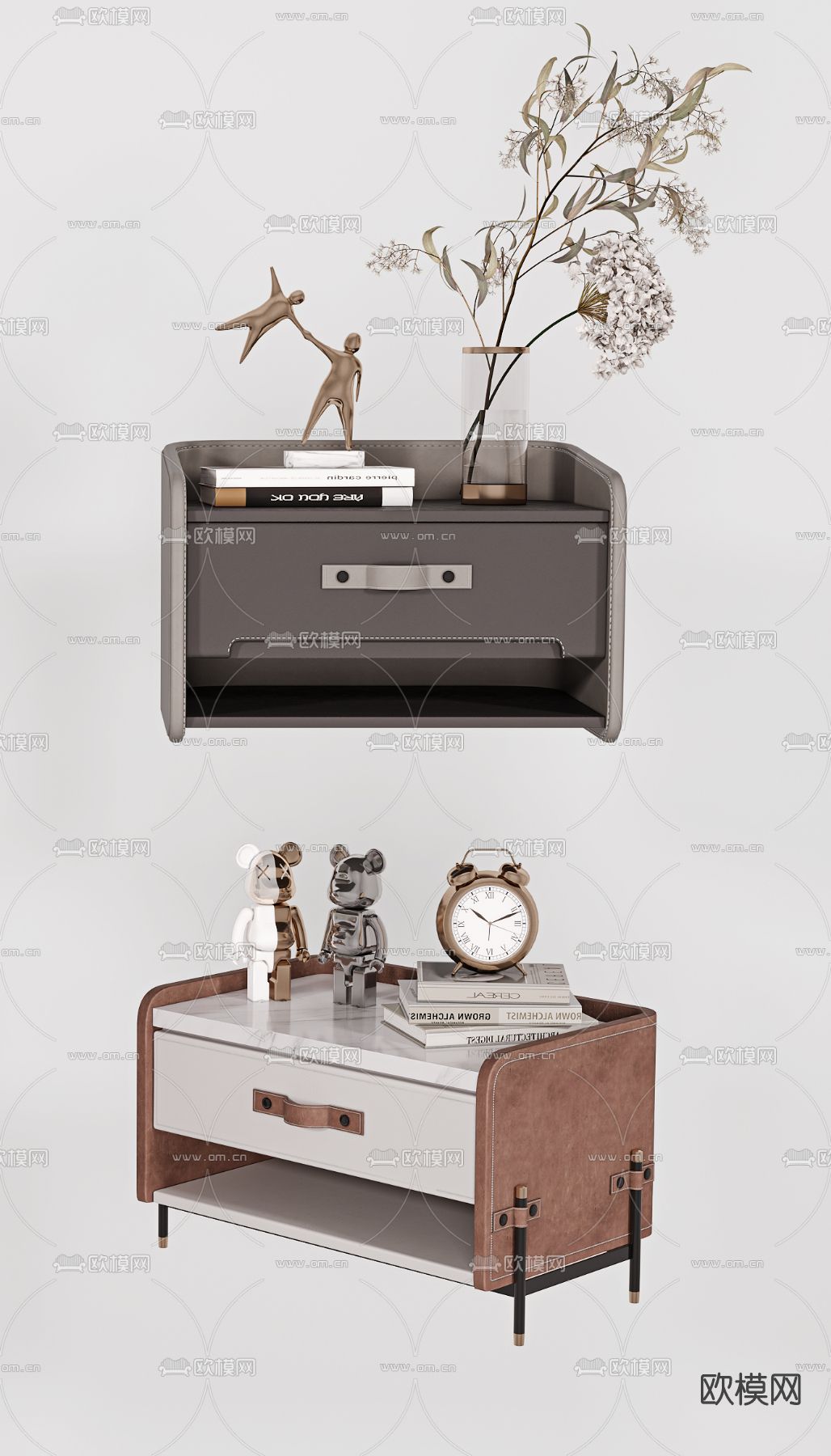 现代轻奢床头柜3d模型下载（渲染图2）