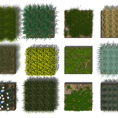  现代草坪草地su模型 