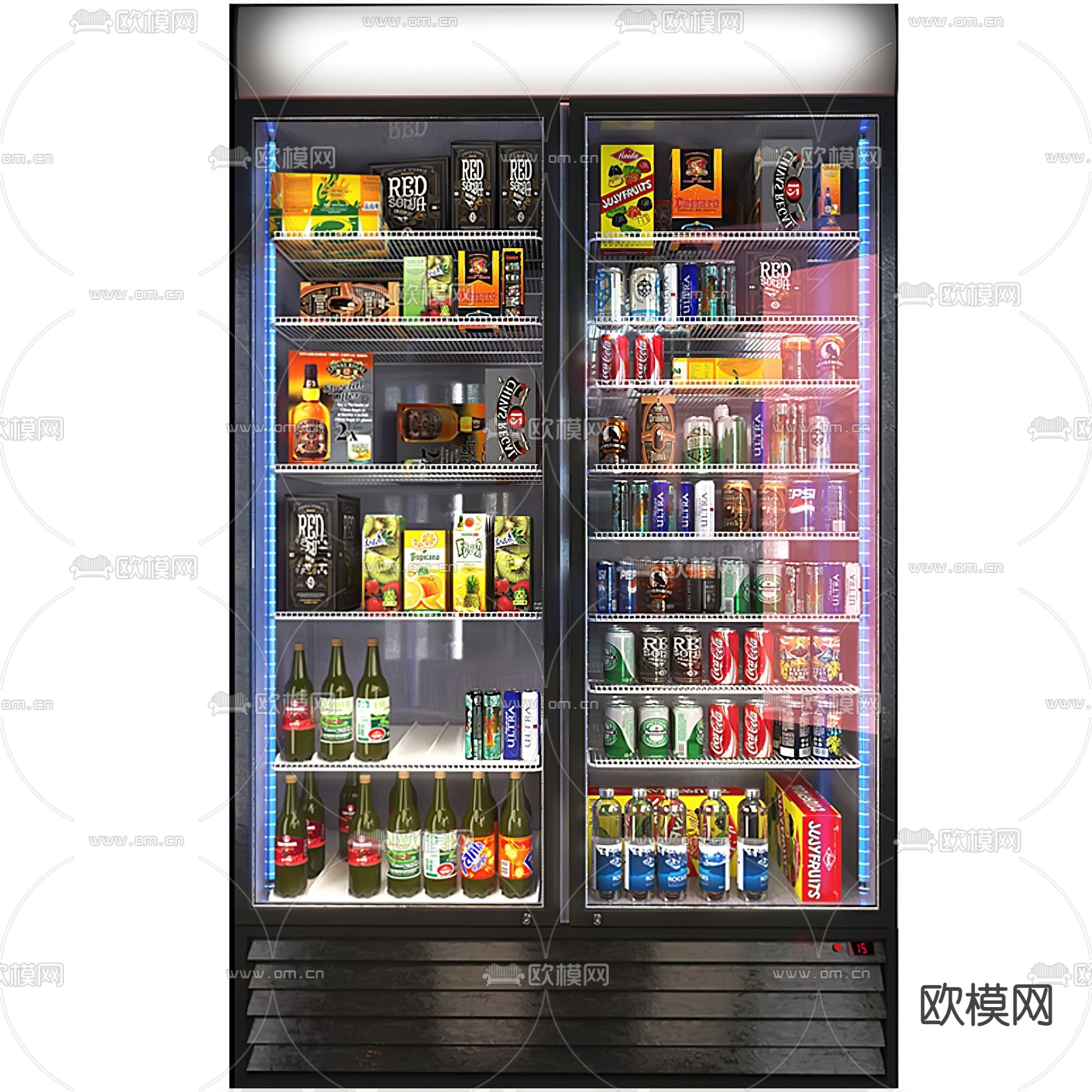 现代冷藏冰箱3d模型下载（渲染图1）