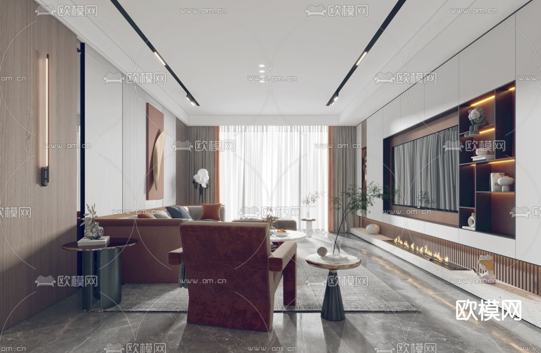 现代轻奢客餐厅3d模型下载（渲染图4）