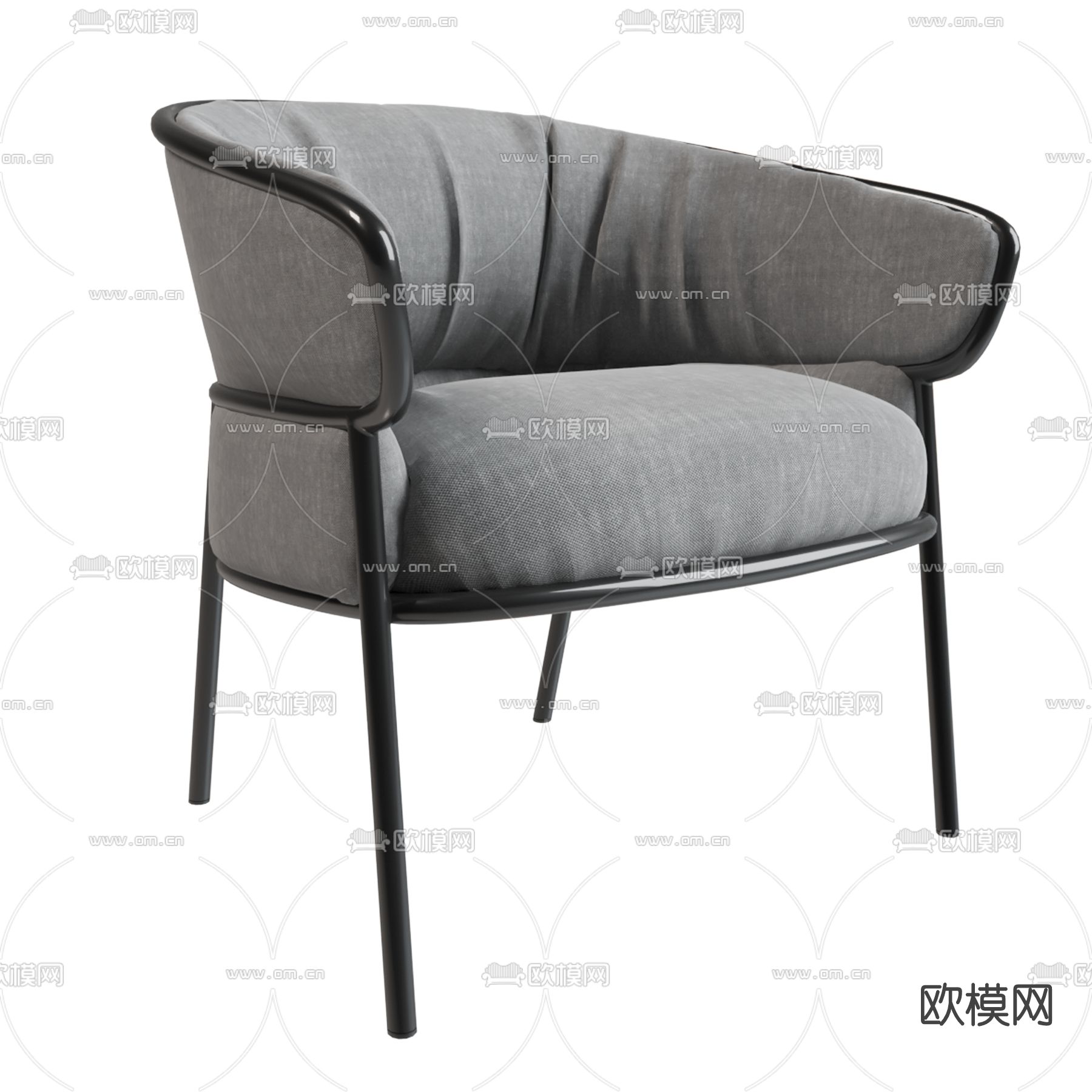 现代布艺休闲椅3d模型下载（渲染图2）