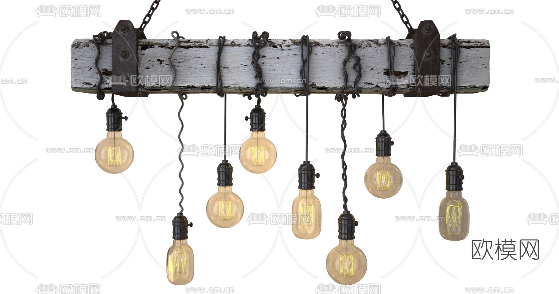 北欧木质吊灯免费3d模型下载