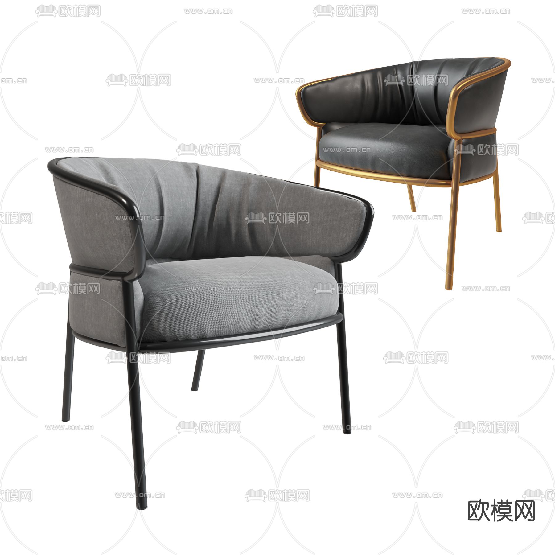 现代布艺休闲椅3d模型下载（渲染图1）