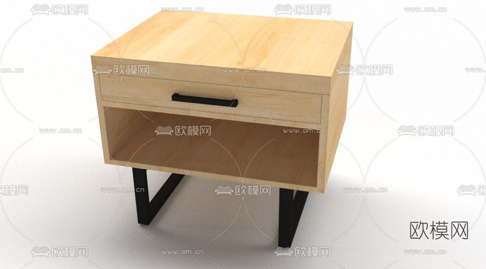 现代木质床头柜免费3d模型下载