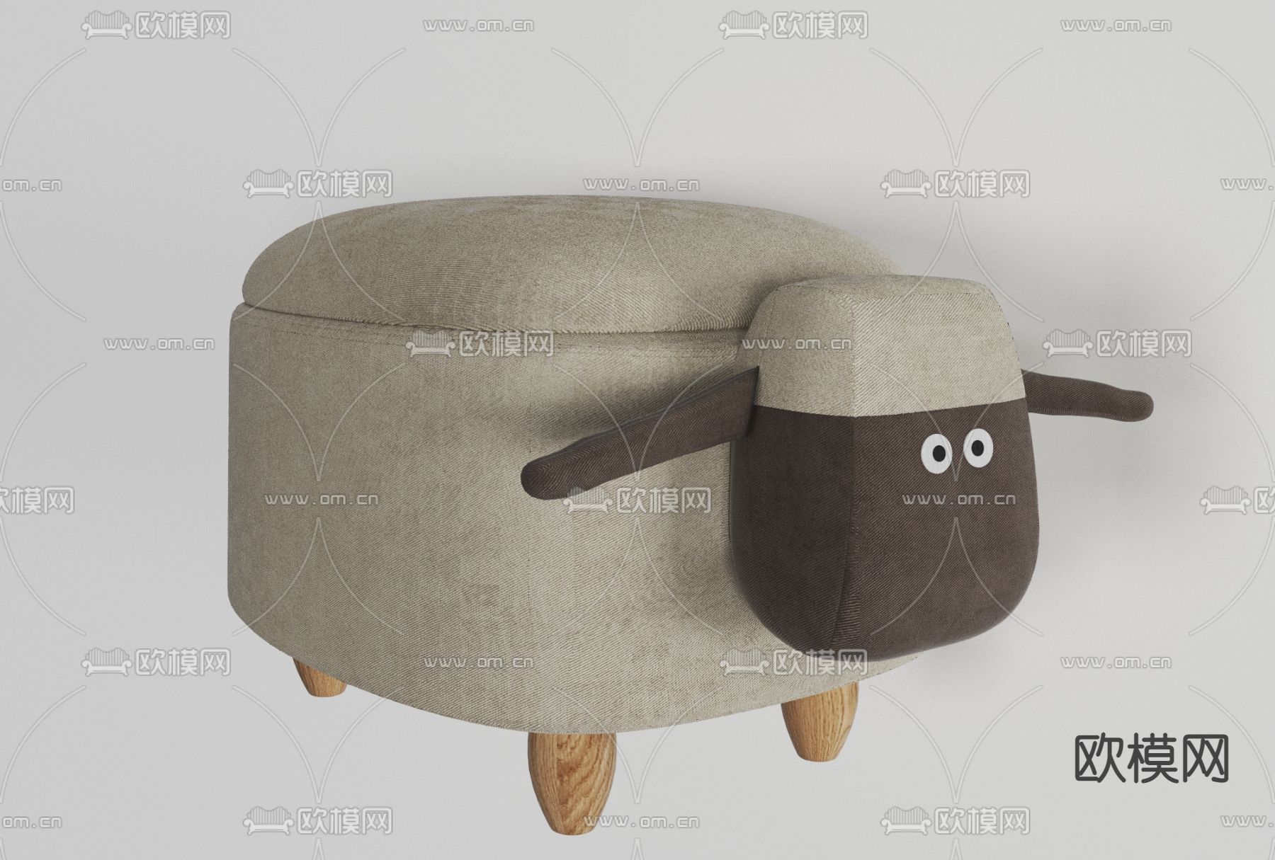 现代布艺儿童凳子免费3d模型下载