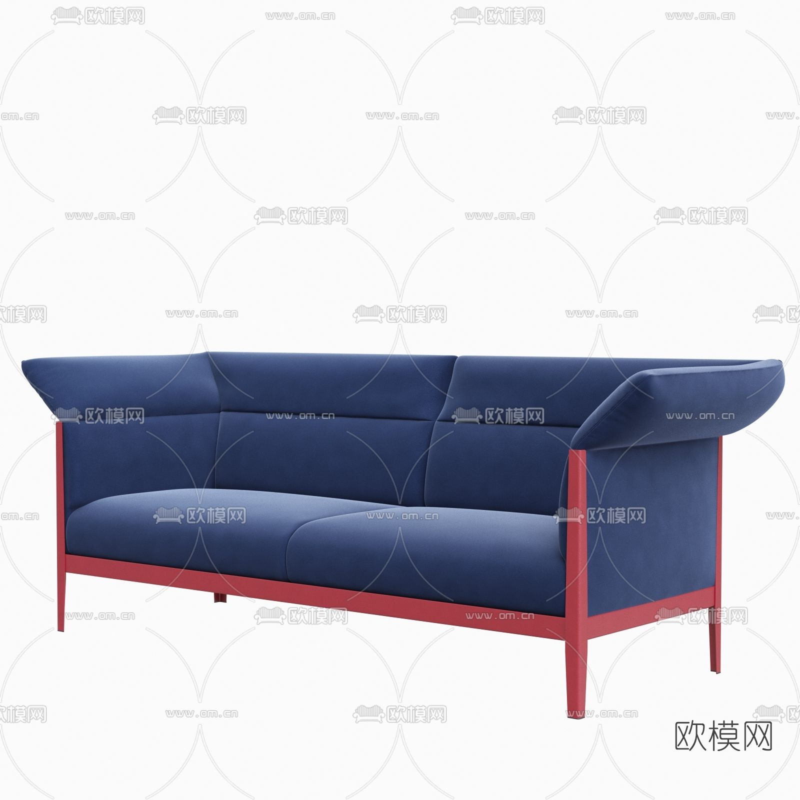 现代布艺双人沙发免费3d模型下载