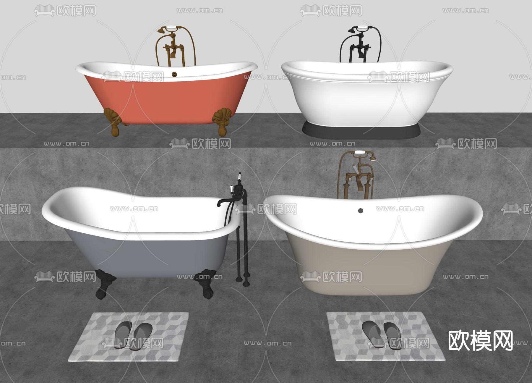 简欧浴缸su模型下载（渲染图2）
