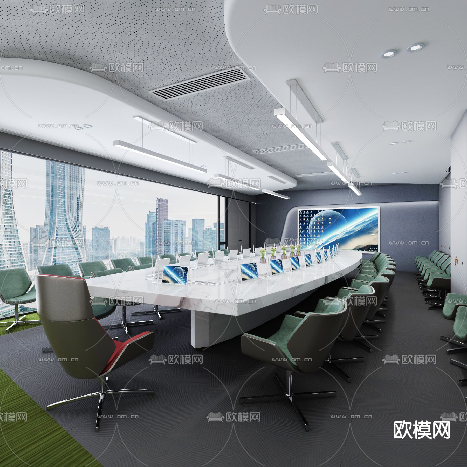 现代会议室3d模型