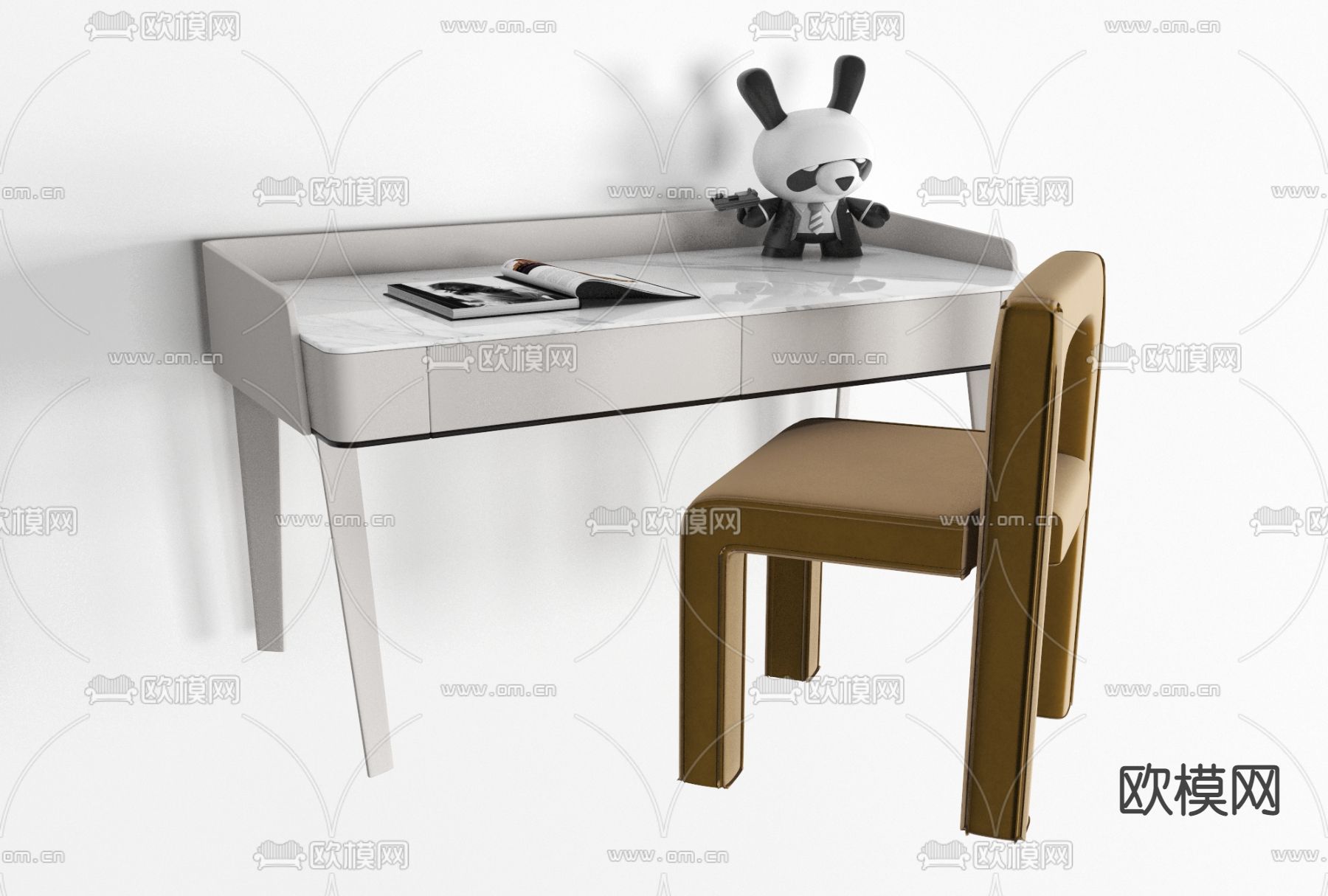 现代儿童书桌椅免费3d模型下载