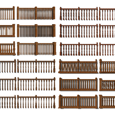 美式木艺栏杆su模型