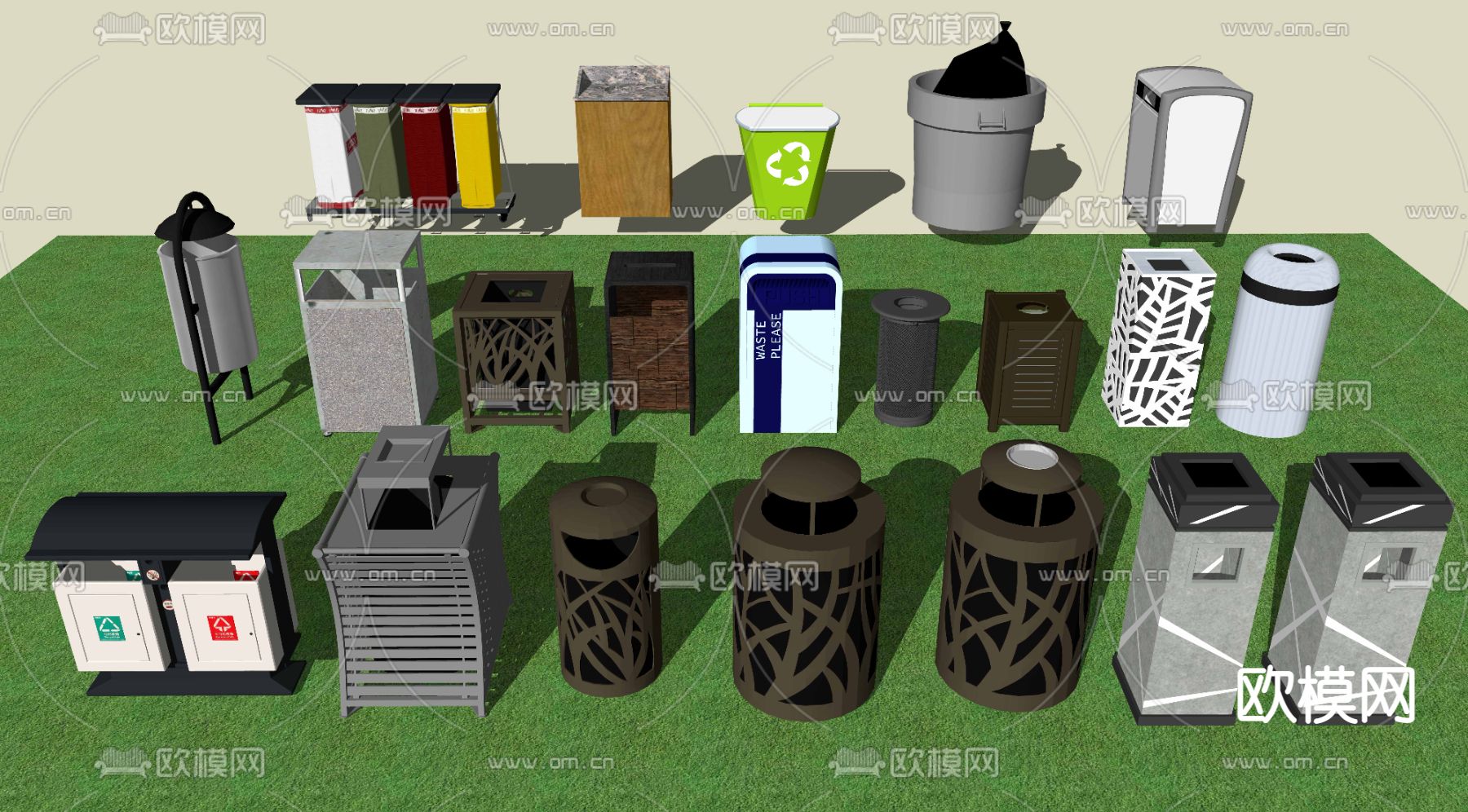 现代垃圾桶su模型下载