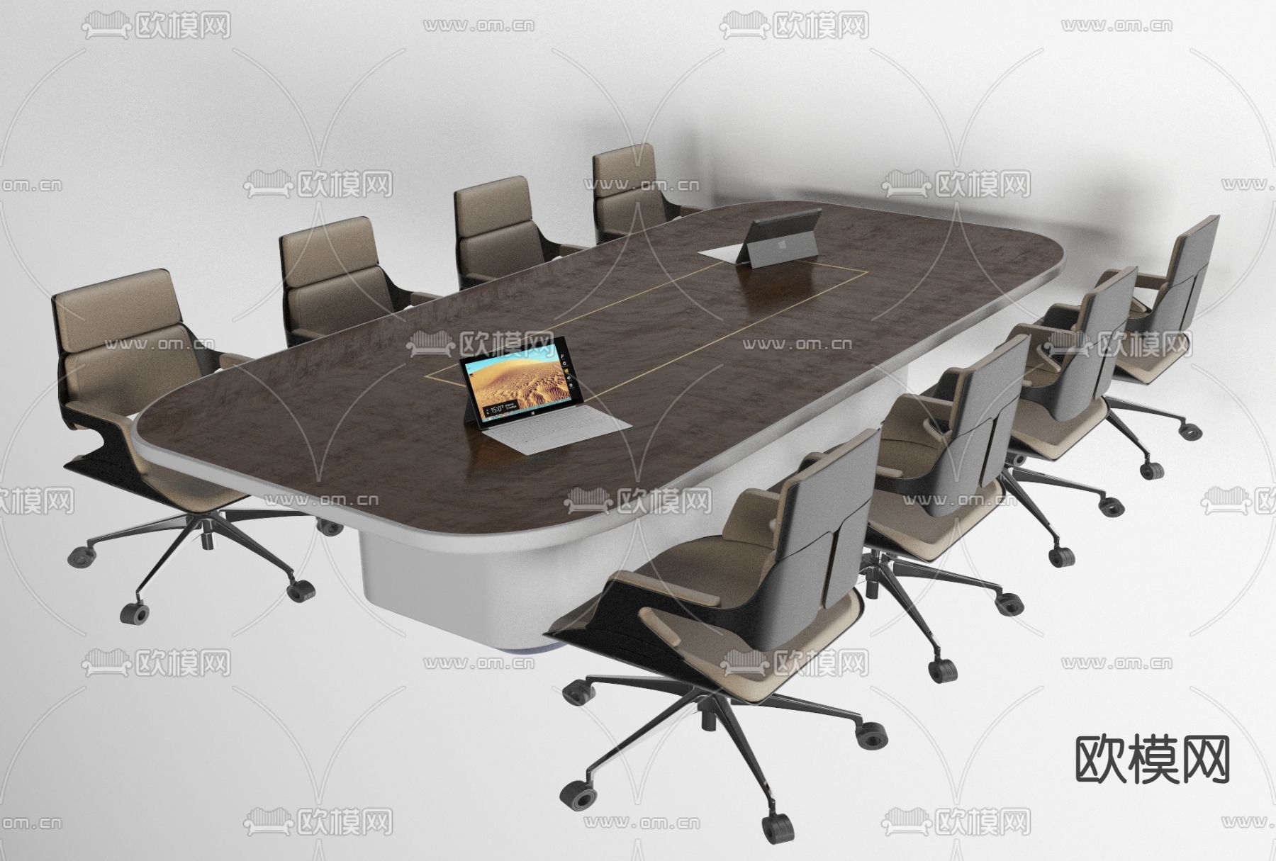 现代简约会议室桌椅免费3d模型下载