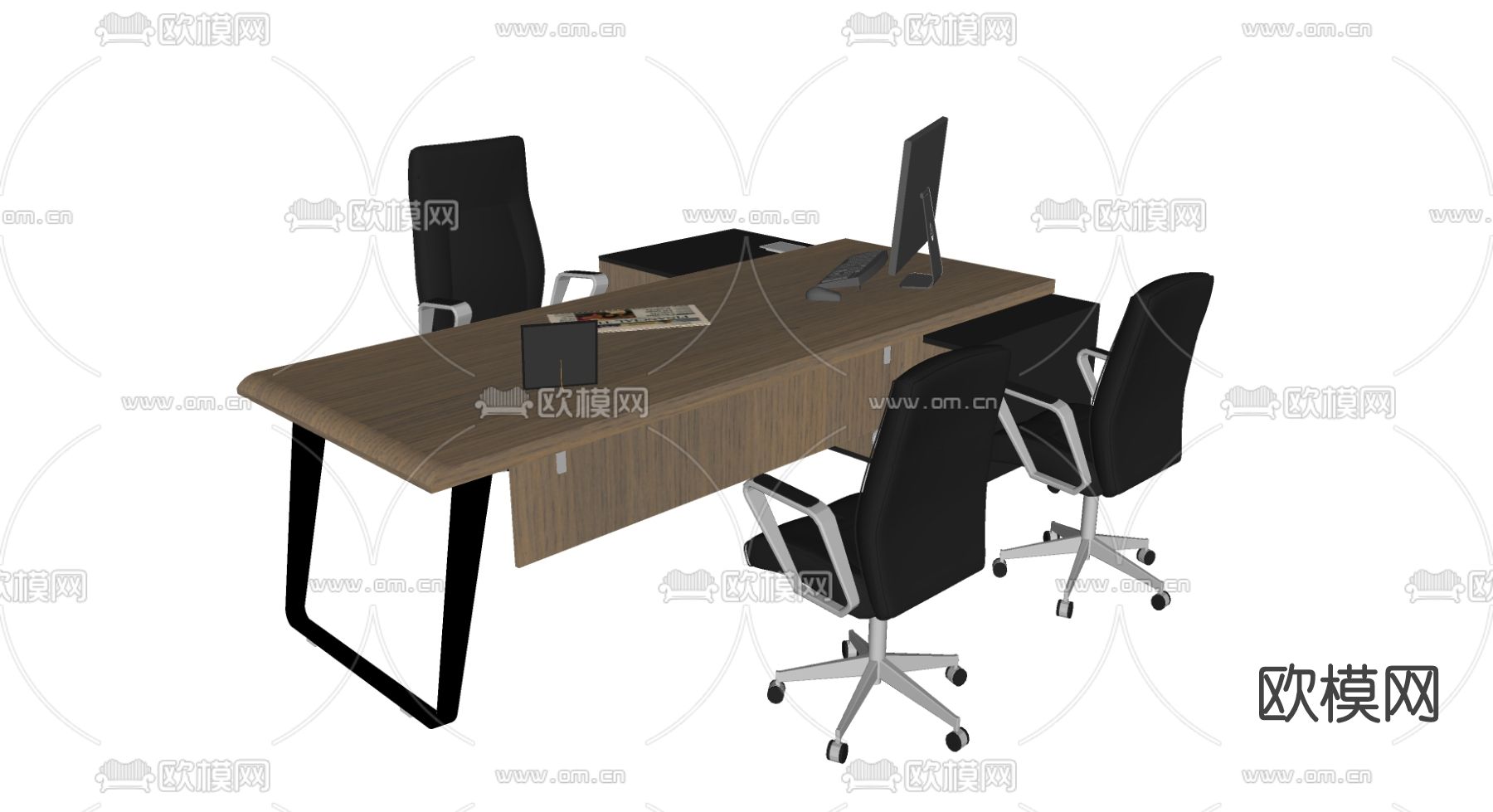 现代办公桌椅su模型下载（渲染图2）