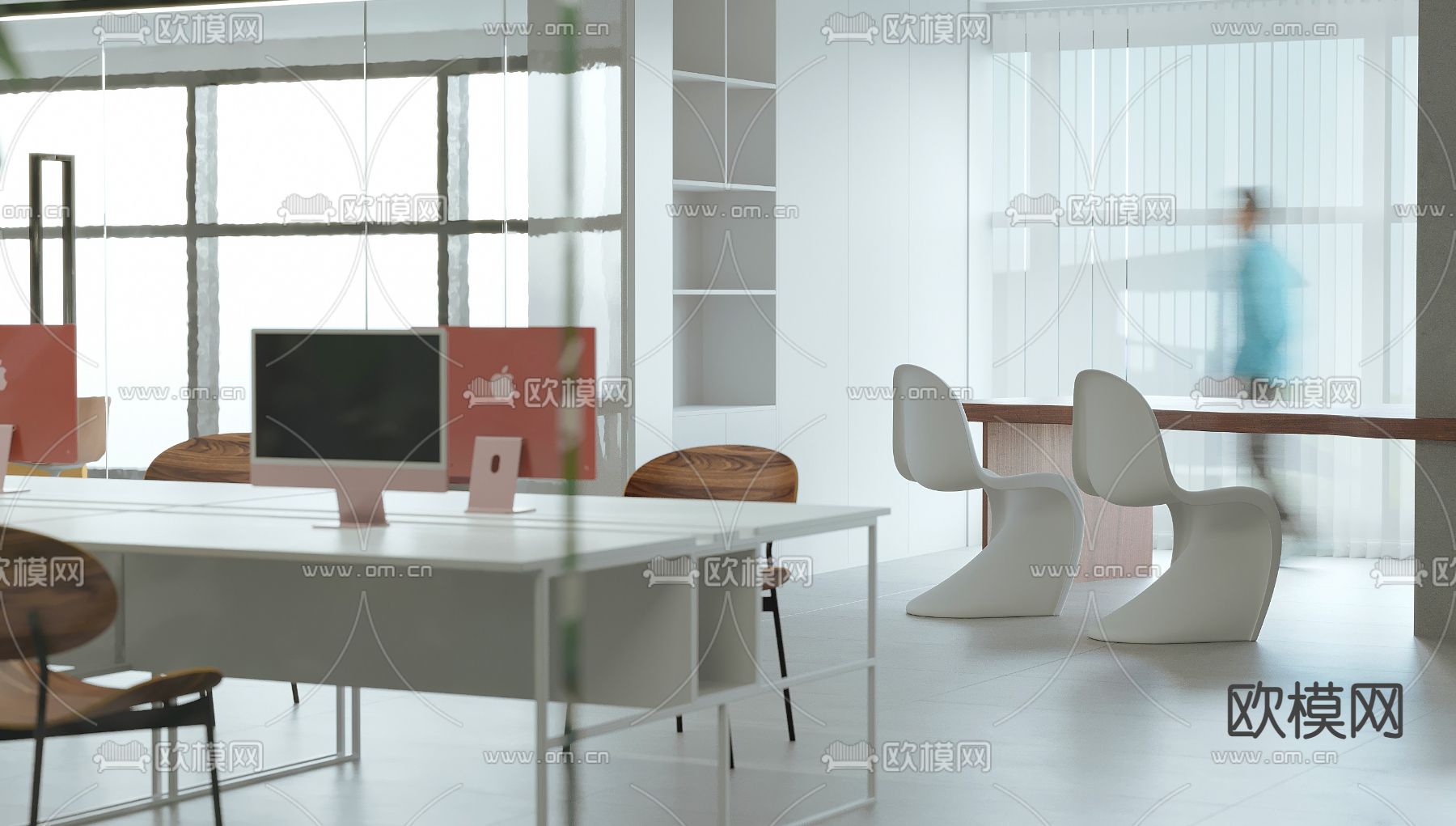 现代敞开式办公区3d模型
