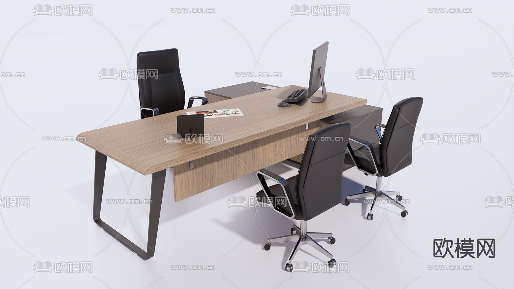 现代办公桌椅su模型下载（渲染图1）