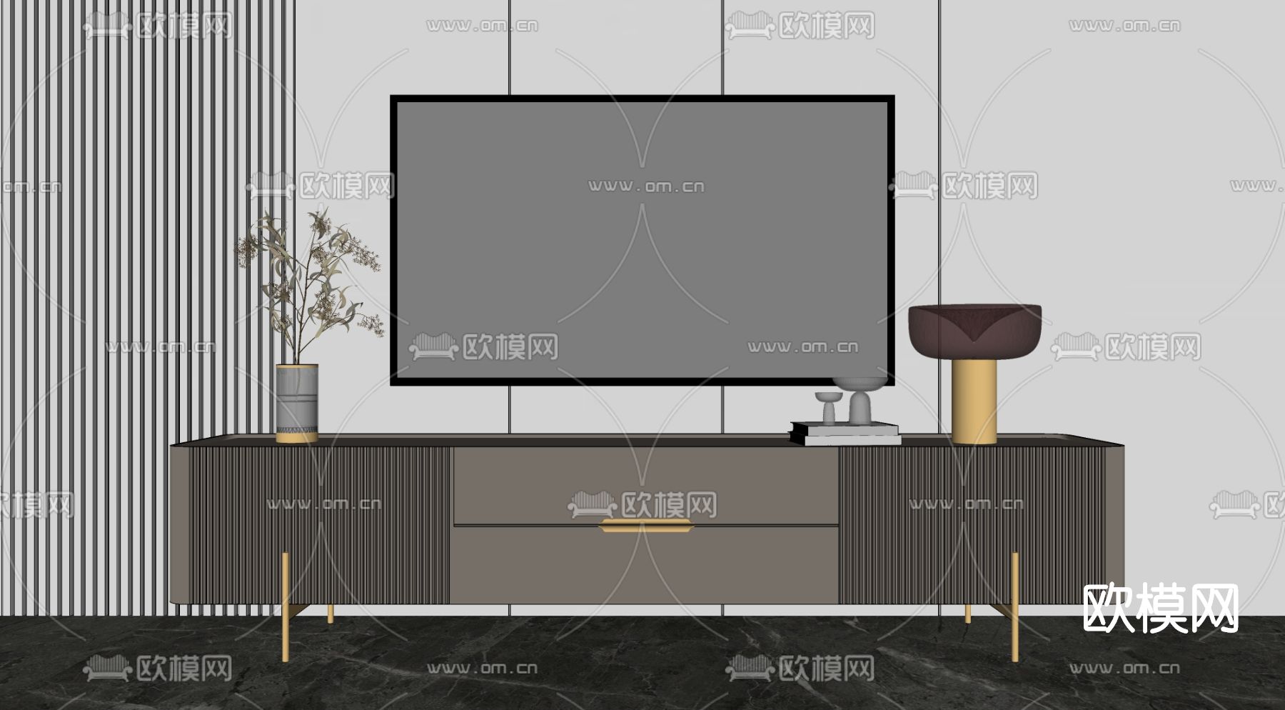 现代电视柜su模型