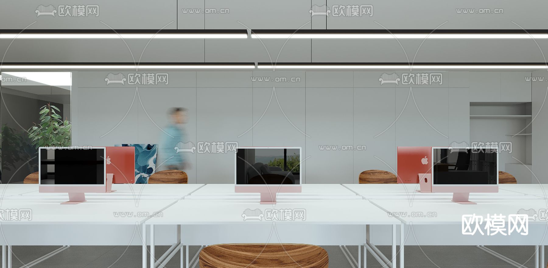 现代敞开式办公区3d模型