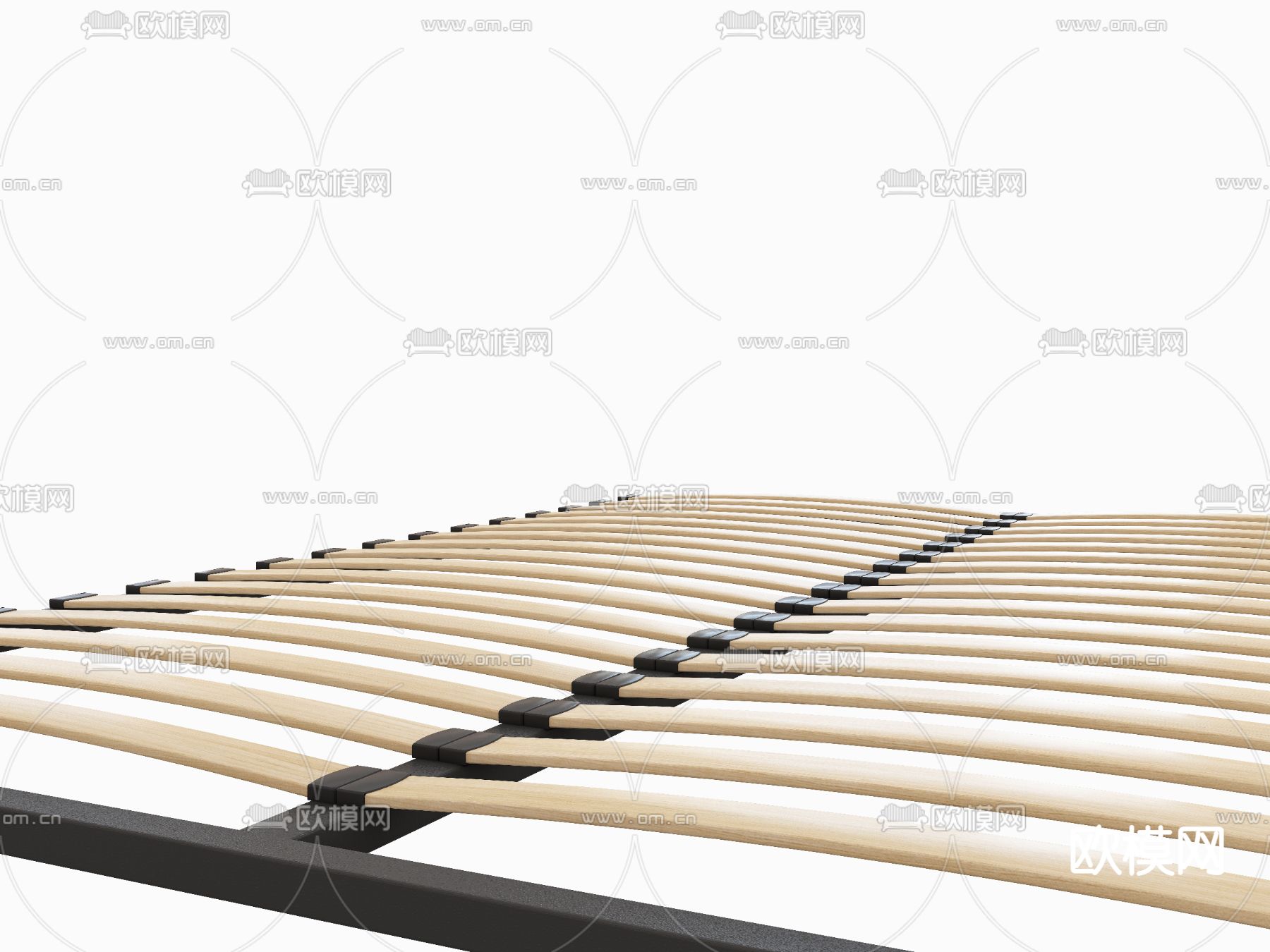 现代双人床排骨架床架3d模型下载（渲染图2）