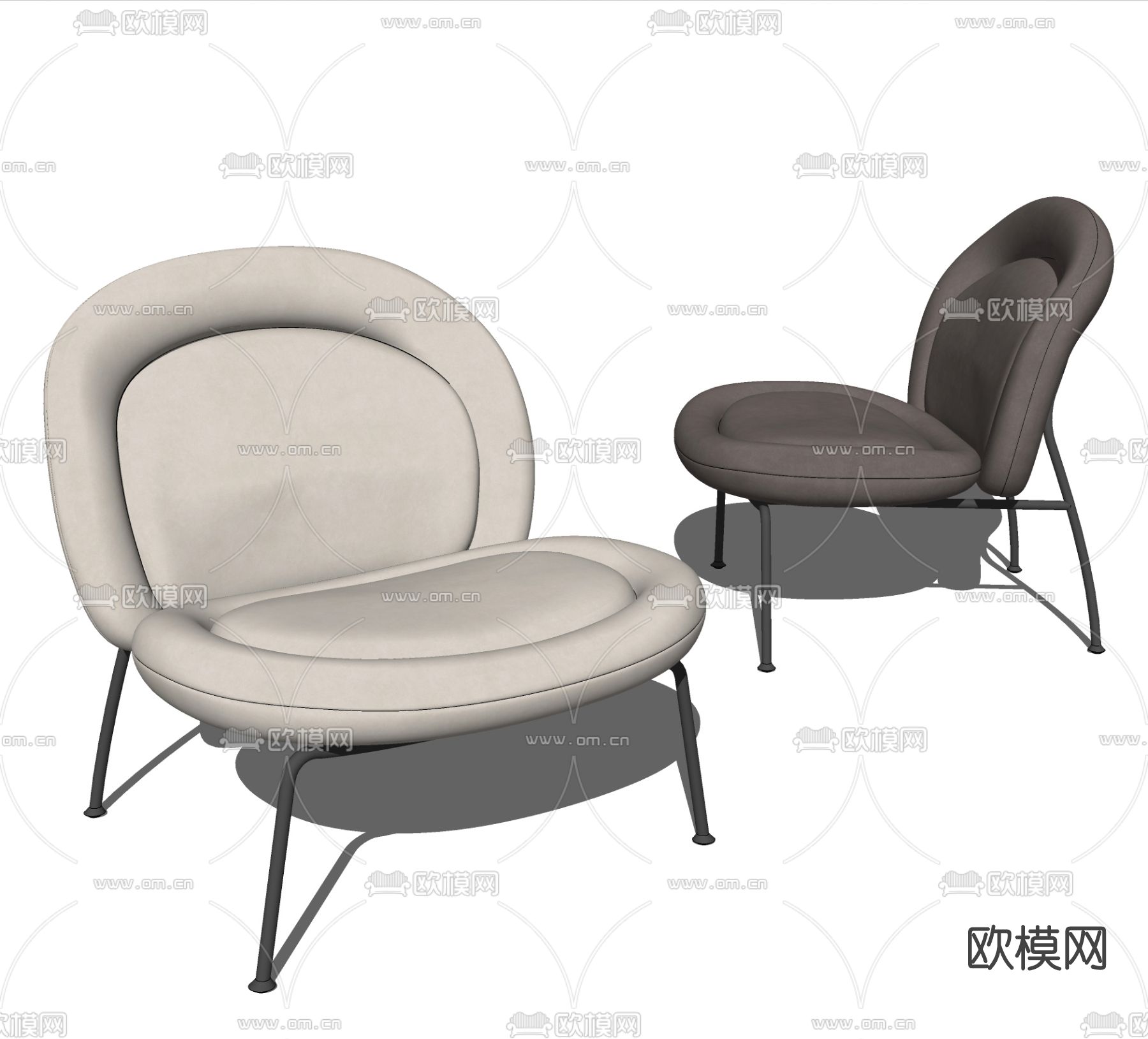 现代布艺休闲椅su模型