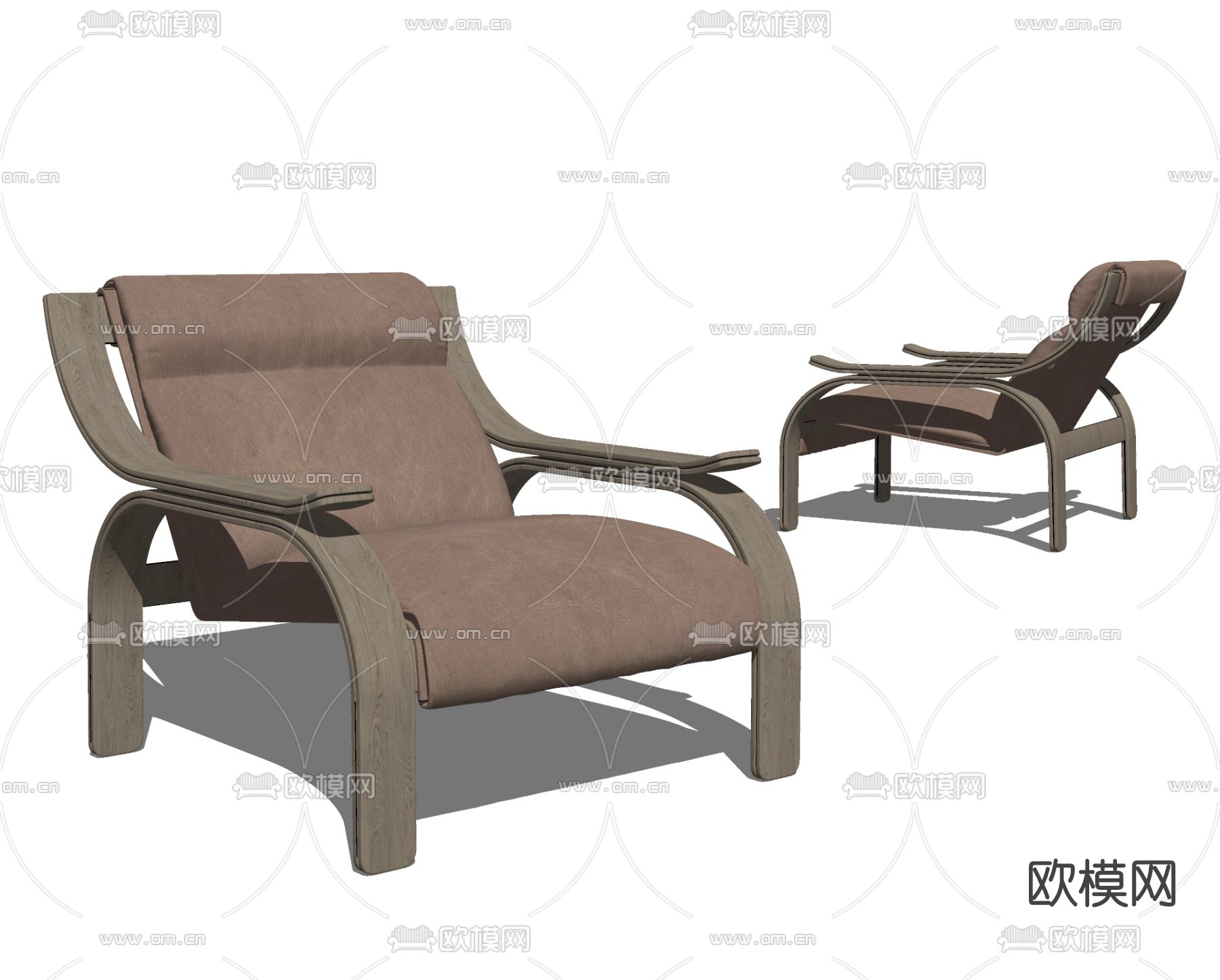 现代皮革休闲椅su模型