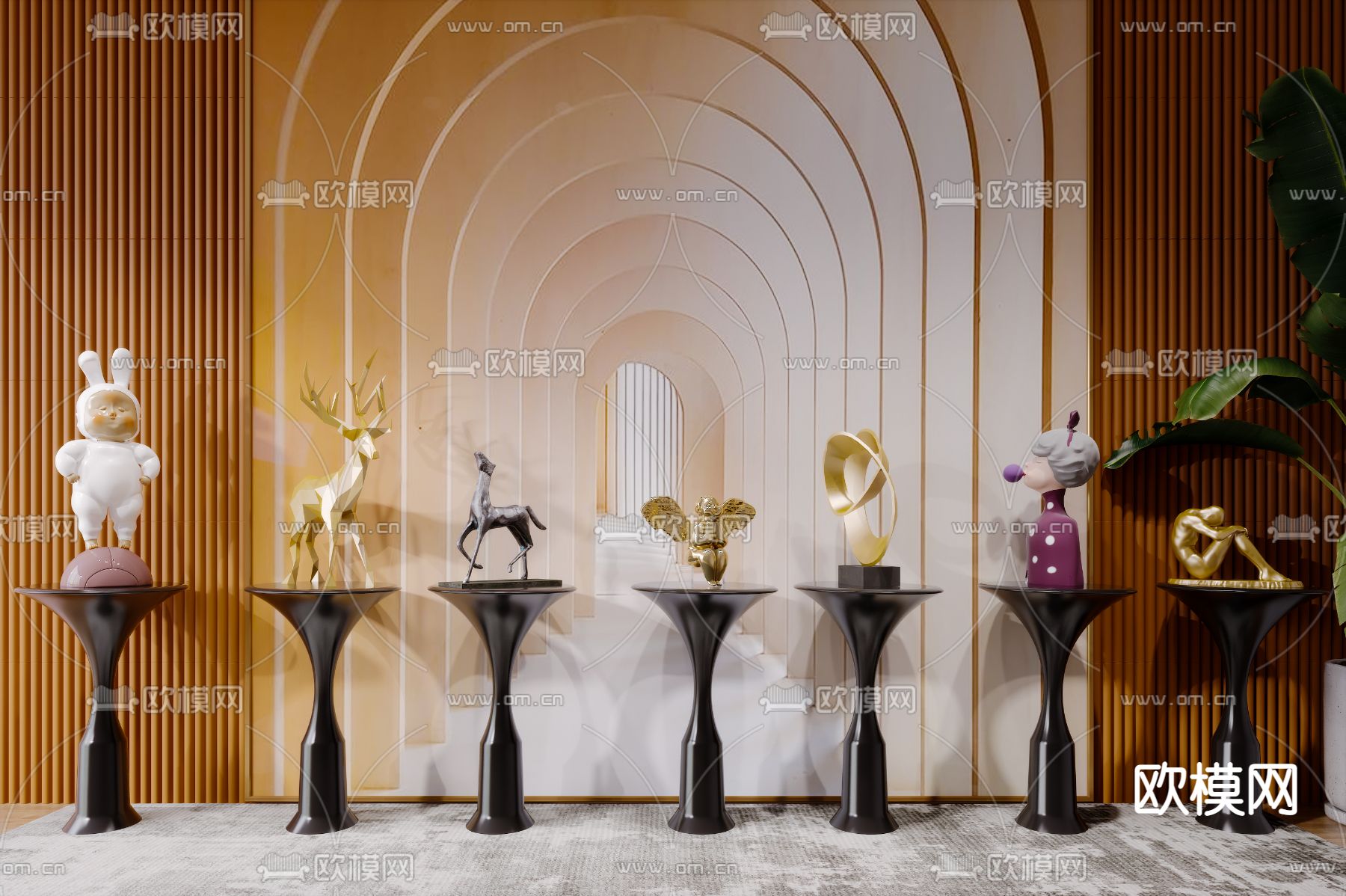 现代轻奢雕塑3d模型下载（渲染图1）