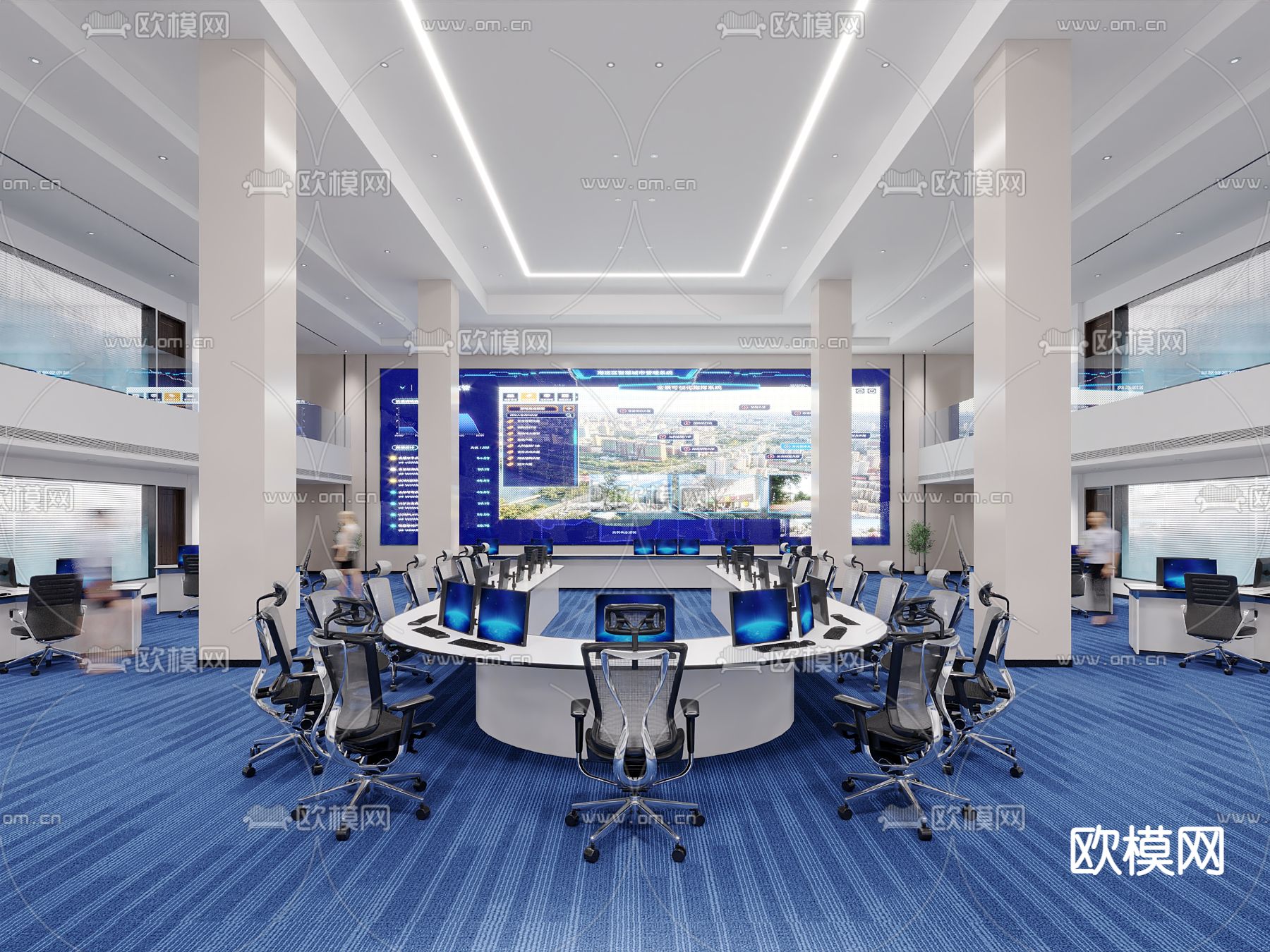 现代大数据服务指挥中心3d模型下载（渲染图1）