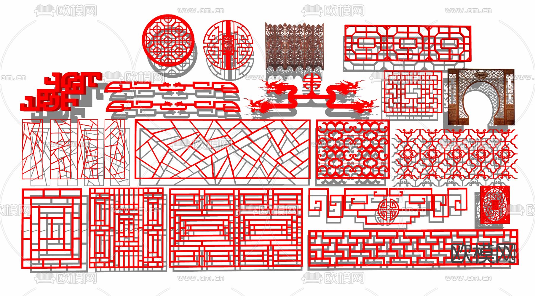 中式花格su模型下载