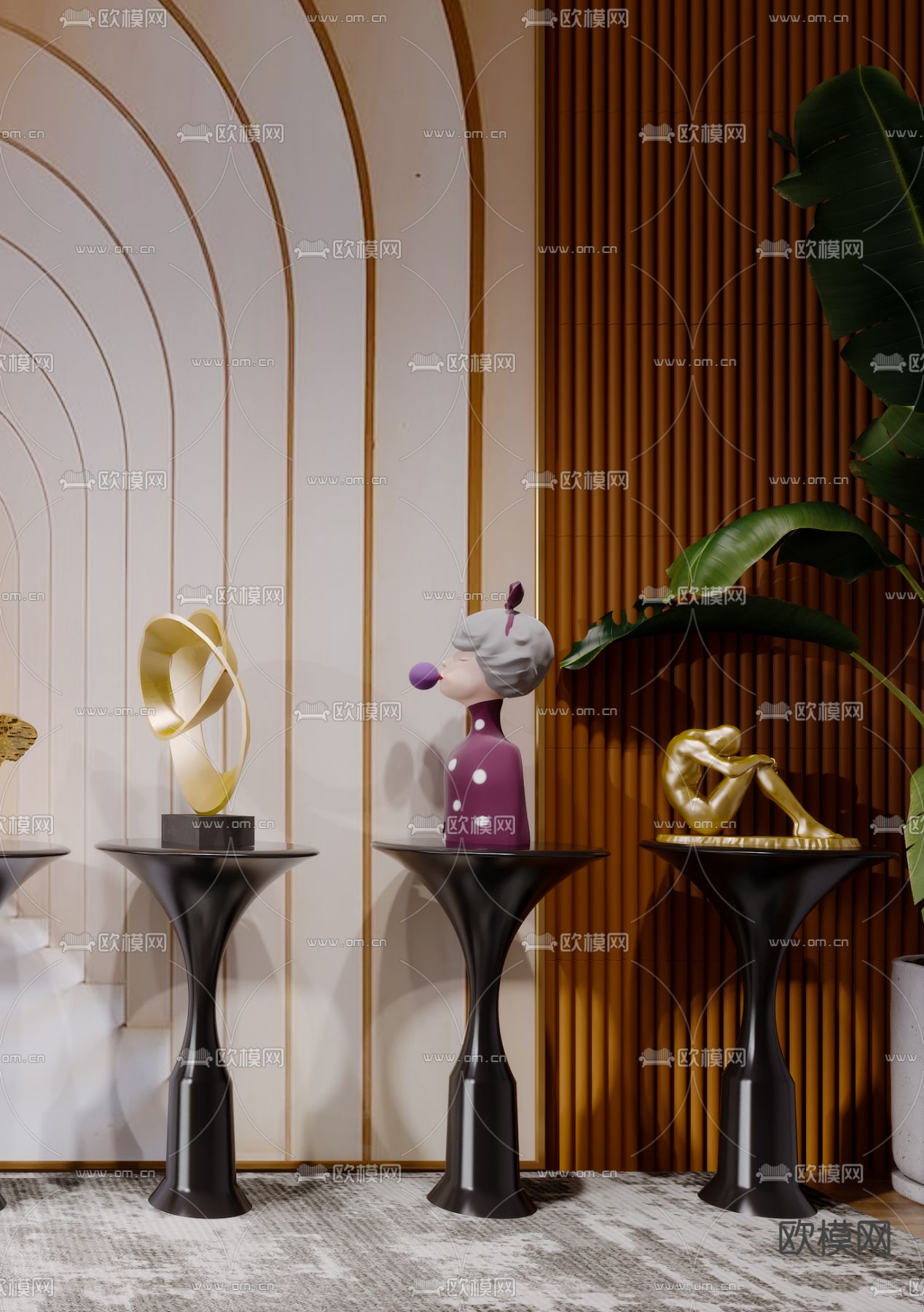 现代轻奢雕塑3d模型下载（渲染图4）