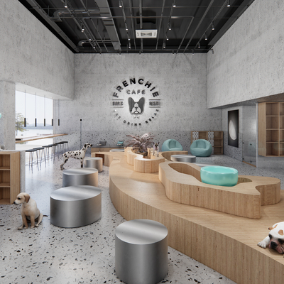  现代奶茶店su模型 