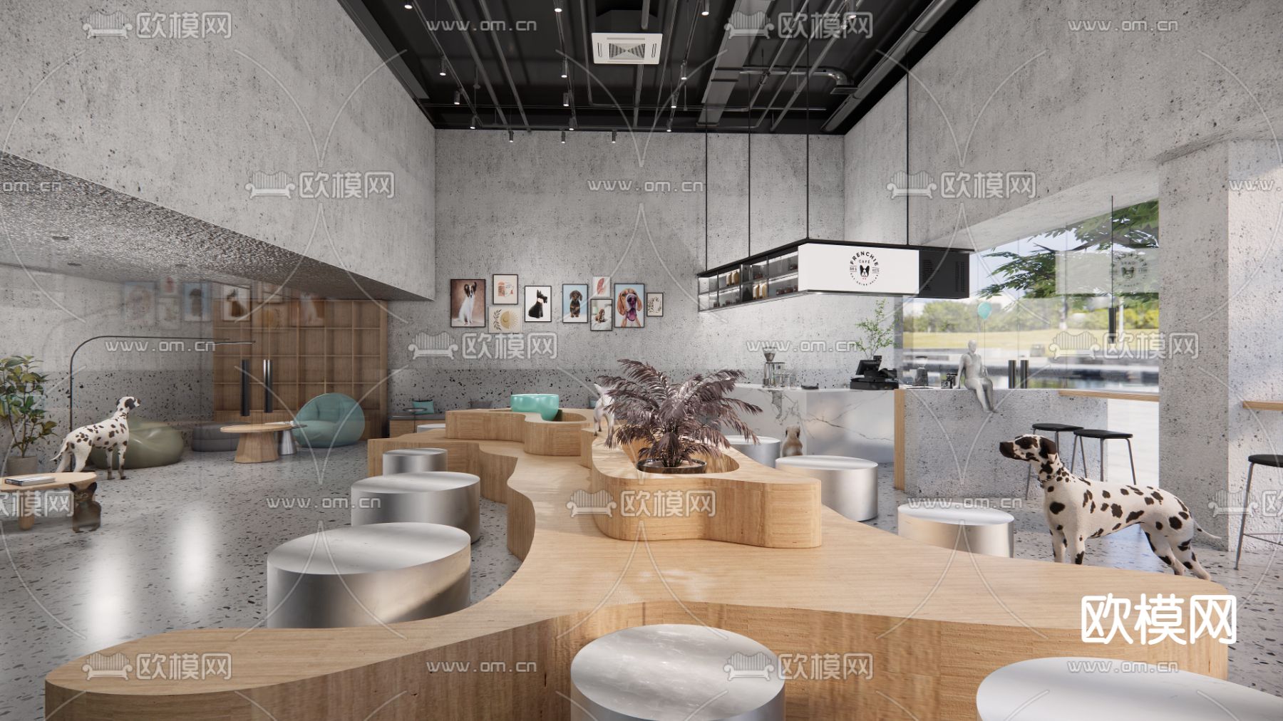 现代奶茶店su模型