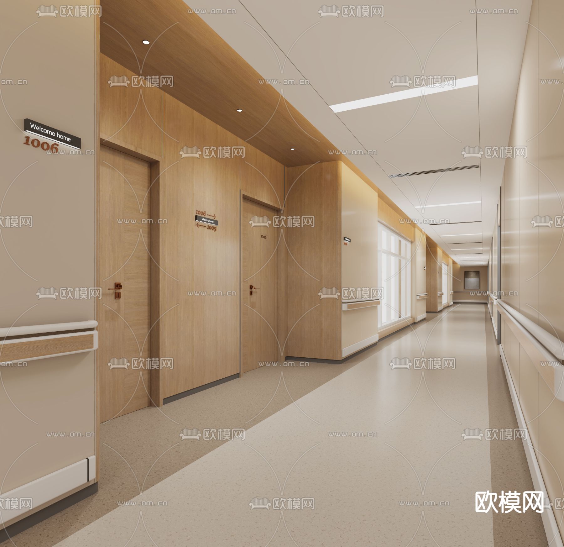 现代养老院过道走廊3d模型